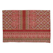 赤とベージュのデザイン 枕カバー (正面)