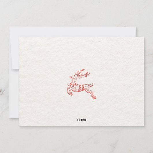 赤とベージュのビンテージクリスマスカード シーズンカード (裏面)