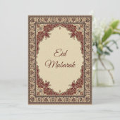 赤とベージュのペルシャ絨毯デザインEid Mubarak シーズンカード (スタンド正面)