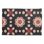 赤とベージュの幾何学的フローラ 枕カバー (裏面)