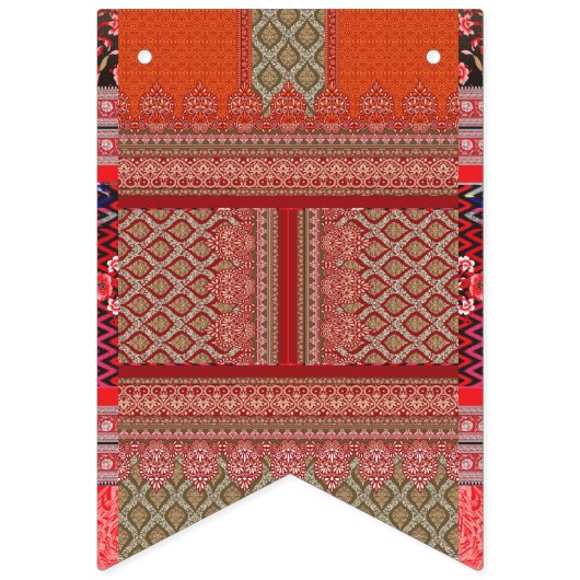 赤とベージュの模様のデザイン バンティングフラッグ (第1の旗)