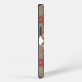 赤とベージュの花柄 iPhoneケース (右側面)