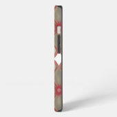 赤とベージュの花柄 iPhoneケース (左側面)