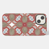 赤とベージュの花柄 iPhoneケース (裏面横)