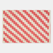 赤とベージュキルトデザイン ラッピングペーパーシート (正面3)