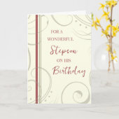 赤とベージュステップソン誕生日 カード (黄色い花)