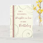 赤とベージュドーターインロー誕生日 カード (黄色い花)