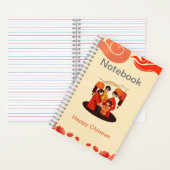 赤とベージュハッ中国のプ5.5インチx 8.5インチスパイラル ノートブック (内側)