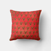赤とホリーベリークリスマスピロー クッション (裏面)