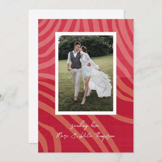 赤とマゼンタのバレンタインデーの写真ホリデーカード シーズンカード (正面/裏面)