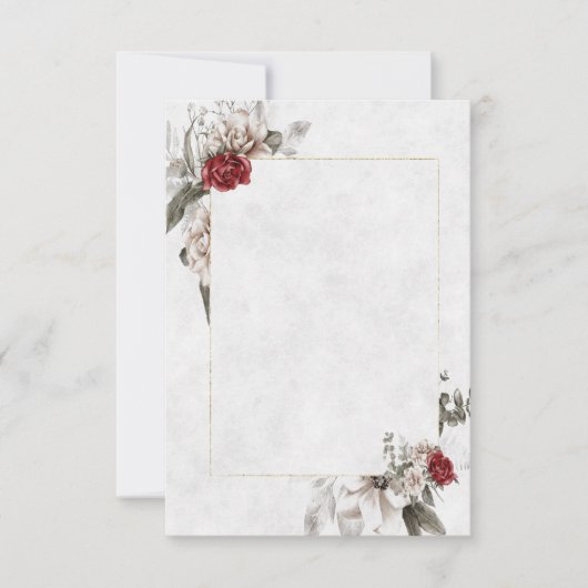 赤とミストのウェディングで、シンプルな予算の花を添えて 招待状 (正面)