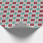 赤とミントグリーンのアーガイルクリスマスパターン ラッピングペーパー (角)