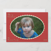 赤とミントグリーンの写真のレース縁クリスマス写真 シーズンカード (正面)