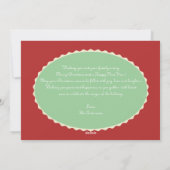 赤とミントグリーンの写真のレース縁クリスマス写真 シーズンカード (裏面)