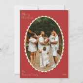 赤とミントグリーンの写真の飾り縁クリスマス写真 シーズンカード (正面)