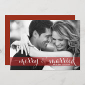 赤とメリースクリプ結婚したトの休日の写真カード シーズンカード (正面/裏面)