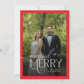 赤とメリー写真結婚した新婚クリスマス シーズンカード (正面)