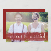 赤とメリー雪結婚した片のクリスマスフォト シーズンカード (正面/裏面)