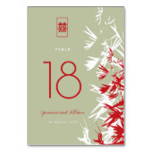 赤とモスグレイの禅葉竹中国のの結婚 テーブルナンバー (正面)