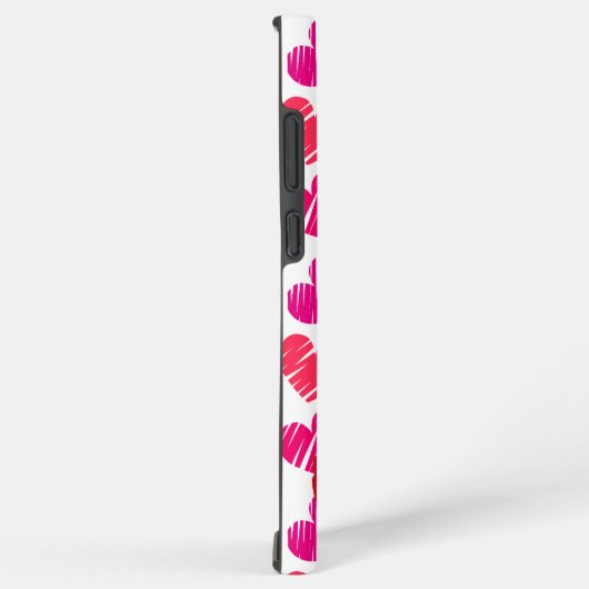 赤とモダンピンクのドードルハートバレンタイン名 SAMSUNG GALAXYケース (右側面)