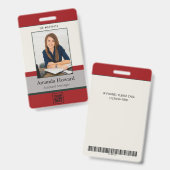 赤とモダン灰色の従業員写真ID会社 バッジ (正面＆裏面)