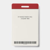 赤とモダン灰色の従業員写真ID会社 バッジ (裏面)