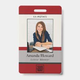 赤とモダン灰色の従業員写真ID会社 バッジ