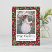 赤とモダン緑のホリーのメリークリスマスの写真 シーズンカード (スタンド正面)
