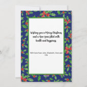 赤とモダン緑のホリーのメリークリスマスの写真 シーズンカード (裏面)