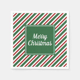 赤とモダン緑の台本メリークリスマス スタンダードカクテルナプキン