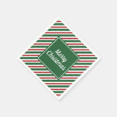 赤とモダン緑の台本メリークリスマス スタンダードカクテルナプキン (角)