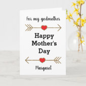 赤とモダン金ゴールドが母の日を祝うゴッドマザー カード (黄色い花)