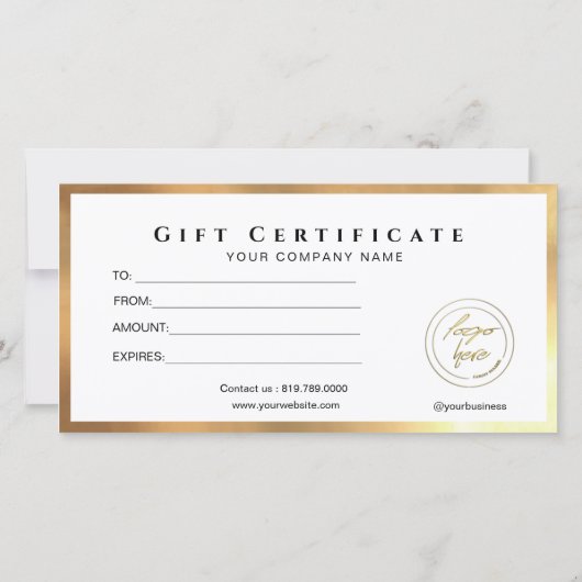 赤とモダン金ゴールドロゴのギフト証明書の追加 (裏面)