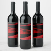 赤とモダン黒のカッコいいモーションコンセプト ワインラベル (ボトル)