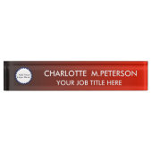 赤とモダン黒のグラデーションのカスタムロゴ  デスクネームプレート (正面)