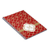 赤とモノグラムの金ゴールドモロッコ ノートブック (右側)