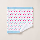 赤とライトブルーのハート バスタオルセット (ウォッシュタオル)