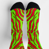赤とライムトラストライプアニマルプリント1 ソックス (上部)