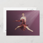 赤とラベンダーのバレリーナを舞う ポストカード (正面/裏面)