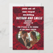 赤とロマンチックなエレガントな結婚式の招待状 招待状 (裏面)