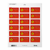 赤と中国の金ゴールドスネーク〔占星術の〕十二宮図アドレス ラベル (フルシート)