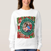 赤と伝統的緑の格子縞の休日 スウェットシャツ (正面)