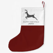赤と名スタイリッシュ前のクリスマスの鹿 スモールクリスマスストッキング (裏面)