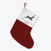 赤と名スタイリッシュ前のクリスマスの鹿 スモールクリスマスストッキング (正面 (吊り時))