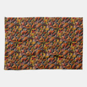 赤と彫られたグラデーションの汚れのミックスとモザイク キッチンタオル (横)