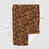 赤と彫られたグラデーションの汚れのミックスとモザイク ゴルフタオル (インサイチュ)