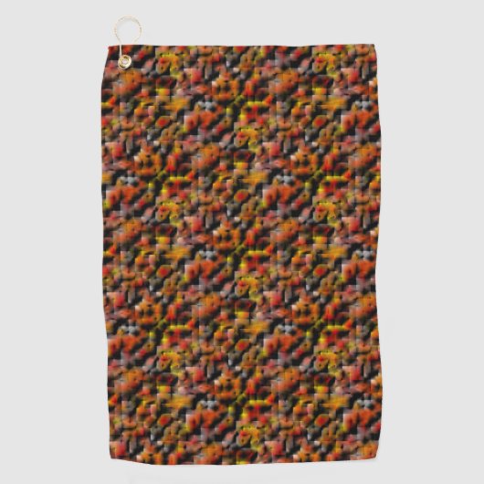 赤と彫られたグラデーションの汚れのミックスとモザイク ゴルフタオル (正面)