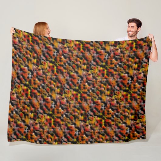 赤と彫られたグラデーションの汚れのミックスとモザイク フリースブランケット (インサイチュ)