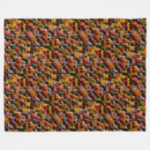 赤と彫られたグラデーションの汚れのミックスとモザイク フリースブランケット (正面(横))