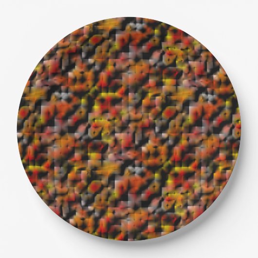 赤と彫られたグラデーションの汚れのミックスとモザイク ペーパープレート (正面)